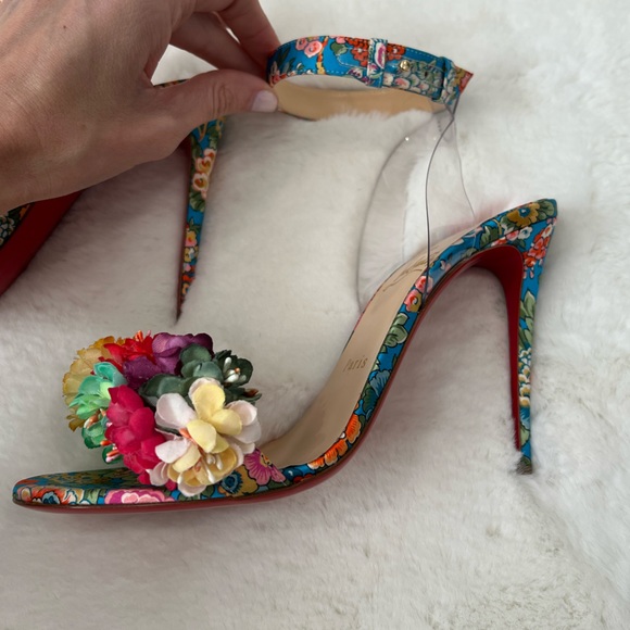 Christian Louboutin ARIELITA Floral Heel Size 38.5 - Picture 5 of 11